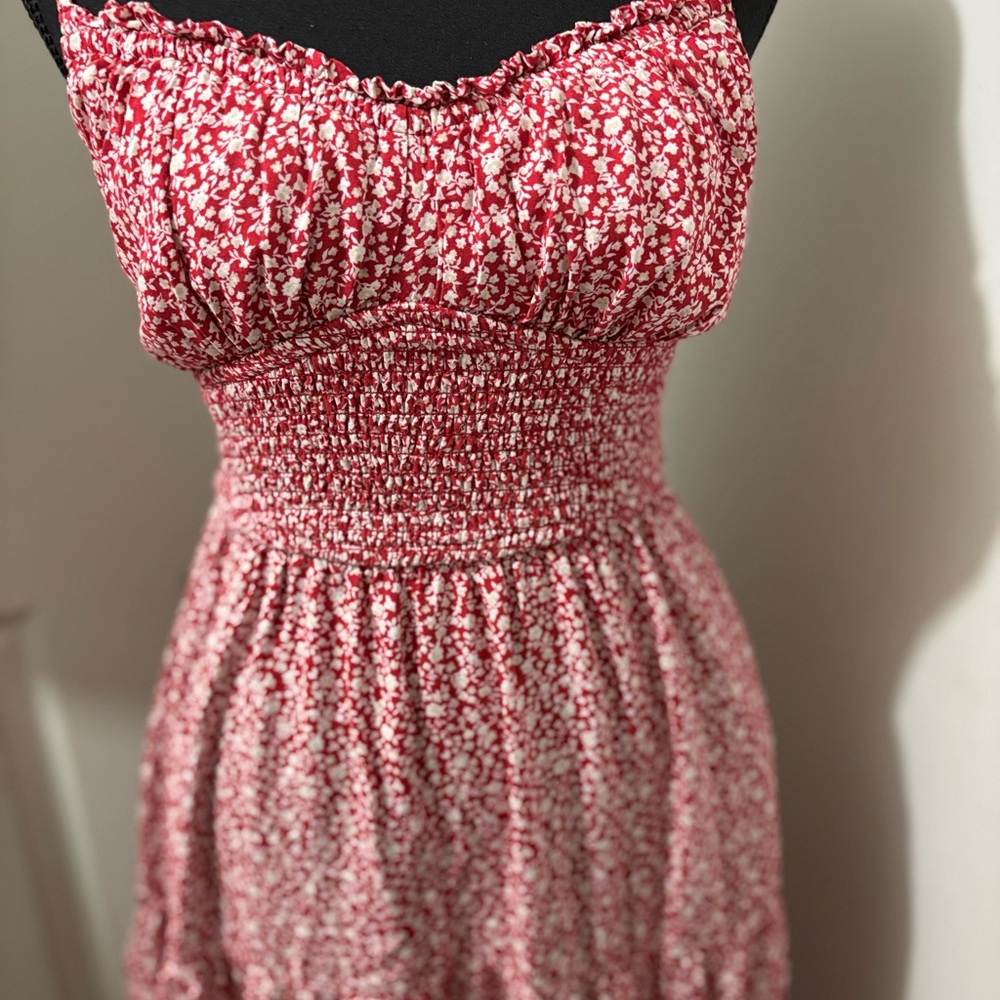 Hollister Red and White Floral Dress